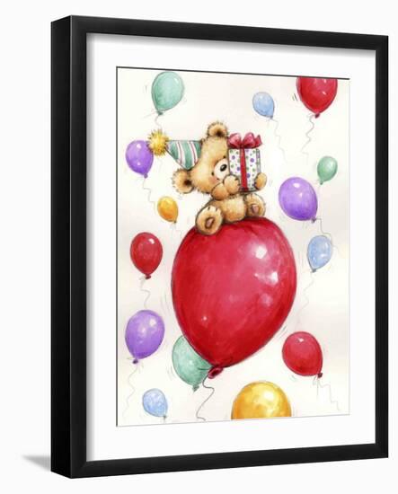 Bear with Balloons-MAKIKO-Framed Giclee Print