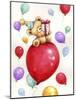 Bear with Balloons-MAKIKO-Mounted Giclee Print