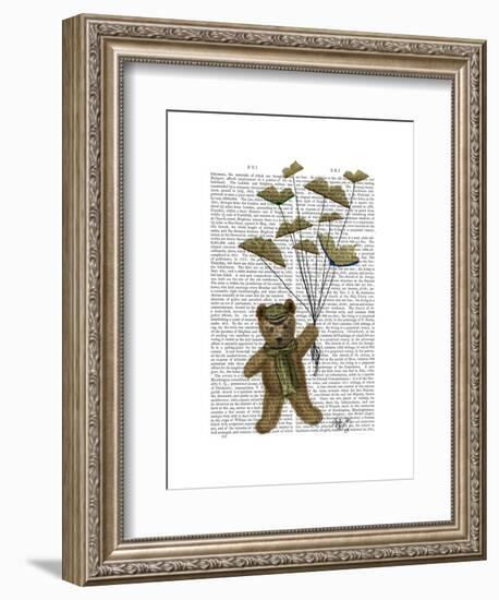 Bear with Book Butterflies-Fab Funky-Framed Art Print