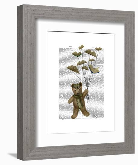 Bear with Book Butterflies-Fab Funky-Framed Art Print