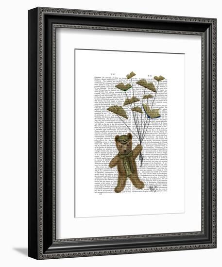 Bear with Book Butterflies-Fab Funky-Framed Art Print