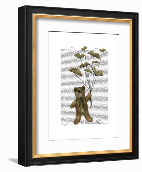 Bear with Book Butterflies-Fab Funky-Framed Art Print