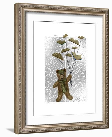 Bear with Book Butterflies-Fab Funky-Framed Art Print