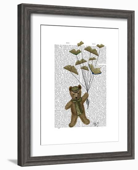 Bear with Book Butterflies-Fab Funky-Framed Art Print