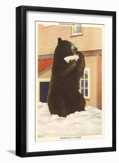 Bear with Bowl, Rainier National Park, Washington-null-Framed Art Print