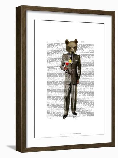 Bear with Cocktail-Fab Funky-Framed Art Print