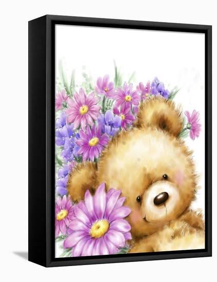 Bear with Flowers 2-MAKIKO-Framed Premier Image Canvas