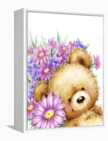 Bear with Flowers 2-MAKIKO-Framed Premier Image Canvas