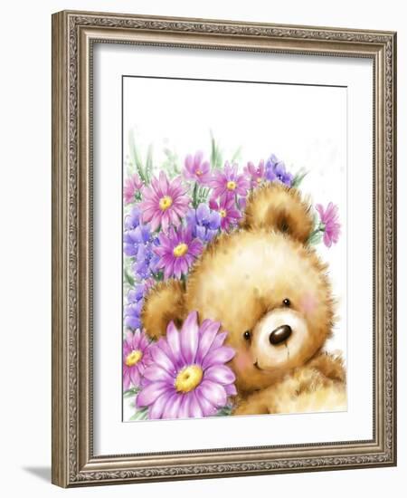 Bear with Flowers 2-MAKIKO-Framed Giclee Print