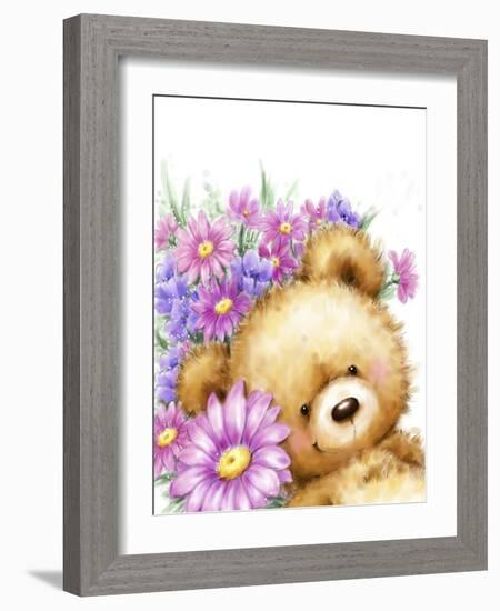 Bear with Flowers 2-MAKIKO-Framed Giclee Print