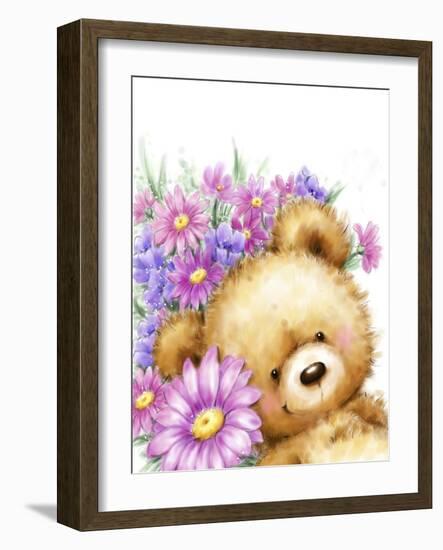 Bear with Flowers 2-MAKIKO-Framed Giclee Print