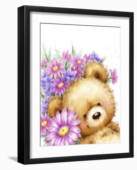 Bear with Flowers 2-MAKIKO-Framed Giclee Print