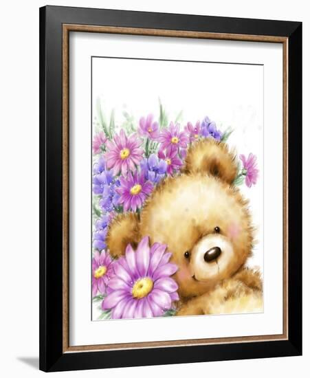 Bear with Flowers 2-MAKIKO-Framed Giclee Print