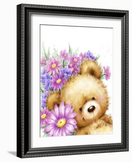 Bear with Flowers 2-MAKIKO-Framed Giclee Print