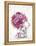 Bear with Pink Roses-MAKIKO-Framed Premier Image Canvas