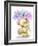 Bear with Three Flowers-MAKIKO-Framed Giclee Print