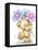 Bear with Three Flowers-MAKIKO-Framed Premier Image Canvas