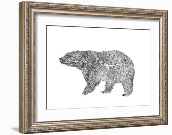 Bear-Peach & Gold-Framed Art Print