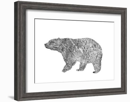 Bear-Peach & Gold-Framed Art Print