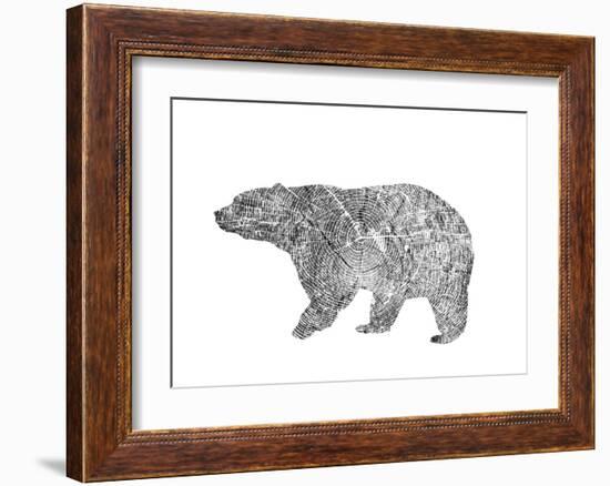 Bear-Peach & Gold-Framed Art Print