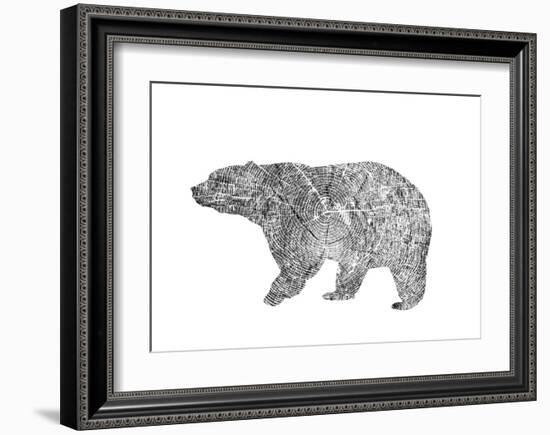 Bear-Peach & Gold-Framed Art Print