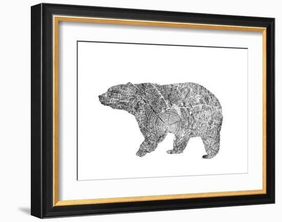 Bear-Peach & Gold-Framed Art Print