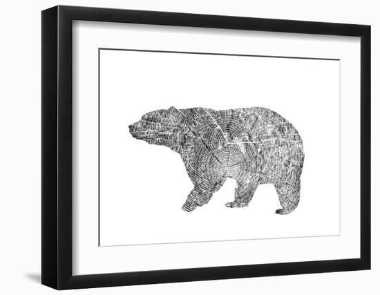 Bear-Peach & Gold-Framed Art Print