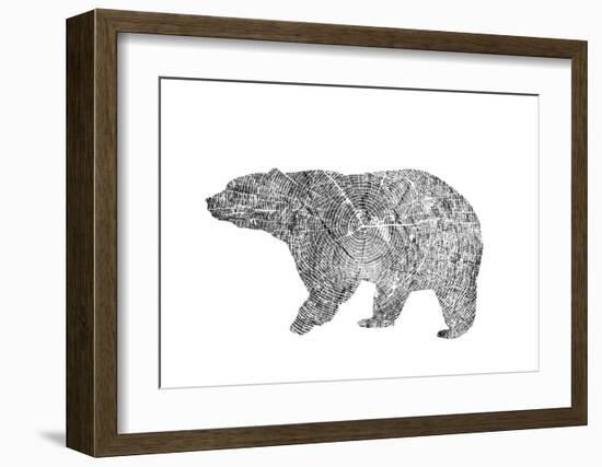 Bear-Peach & Gold-Framed Art Print