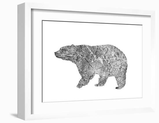 Bear-Peach & Gold-Framed Art Print