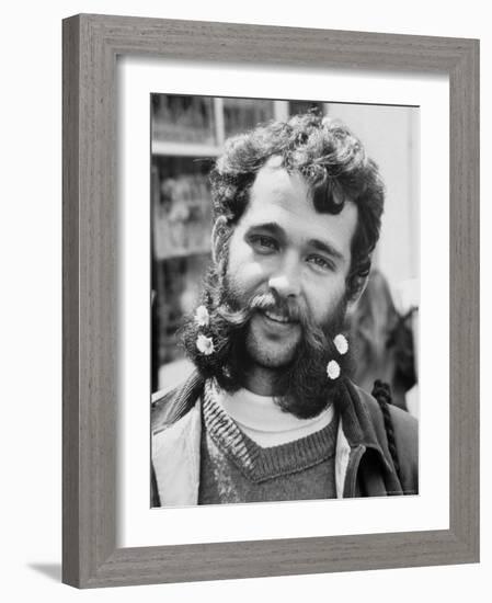 Bearded and Mustached Hippie at Anti War Demonstration in Golden Gate Park-Ralph Crane-Framed Photographic Print