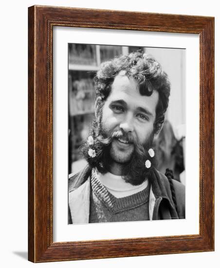 Bearded and Mustached Hippie at Anti War Demonstration in Golden Gate Park-Ralph Crane-Framed Photographic Print