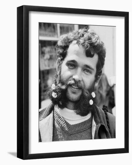 Bearded and Mustached Hippie at Anti War Demonstration in Golden Gate Park-Ralph Crane-Framed Photographic Print