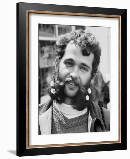 Bearded and Mustached Hippie at Anti War Demonstration in Golden Gate Park-Ralph Crane-Framed Photographic Print