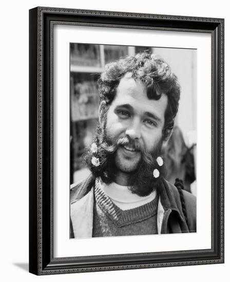 Bearded and Mustached Hippie at Anti War Demonstration in Golden Gate Park-Ralph Crane-Framed Photographic Print