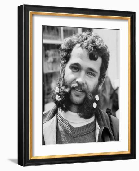 Bearded and Mustached Hippie at Anti War Demonstration in Golden Gate Park-Ralph Crane-Framed Photographic Print