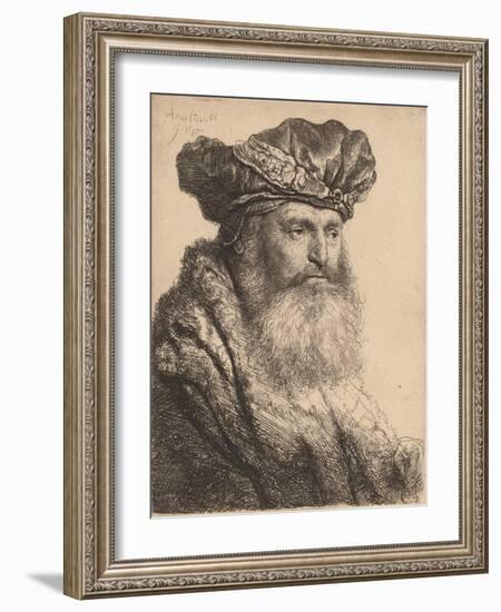 Bearded Man in a Velvet Cap with a Jewel Clasp, 1637-Rembrandt van Rijn-Framed Giclee Print