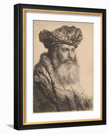 Bearded Man in a Velvet Cap with a Jewel Clasp, 1637-Rembrandt van Rijn-Framed Giclee Print