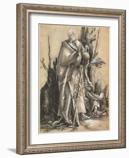 Bearded Saint with Walking Stick, C. 1516-Matthias Grünewald-Framed Giclee Print