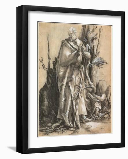 Bearded Saint with Walking Stick, C. 1516-Matthias Grünewald-Framed Giclee Print