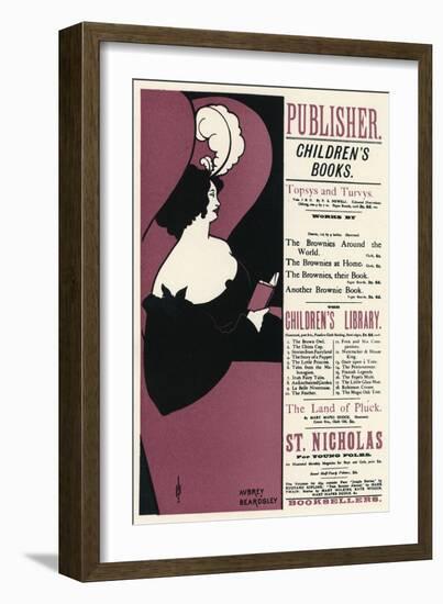 Beardsley Woman Reading-Aubrey Beardsley-Framed Premium Giclee Print