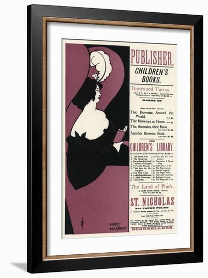 Beardsley Woman Reading-Aubrey Beardsley-Framed Premium Giclee Print