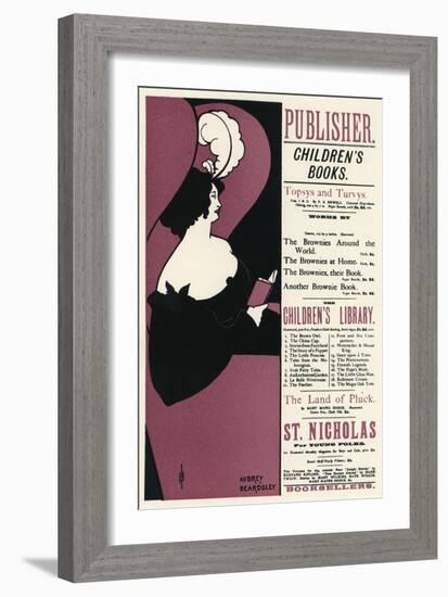 Beardsley Woman Reading-Aubrey Beardsley-Framed Art Print