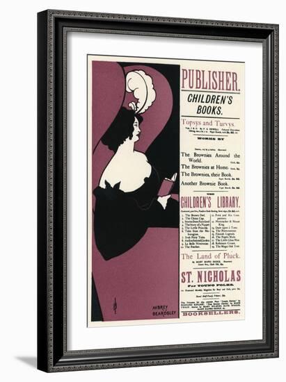 Beardsley Woman Reading-Aubrey Beardsley-Framed Art Print