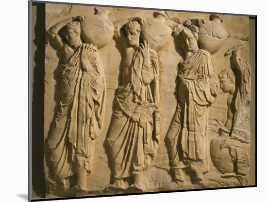 Bearers Carrying Hydria, the Parthenon Frieze (East Side), c. 442-38 BC Classical Greek-null-Mounted Photographic Print