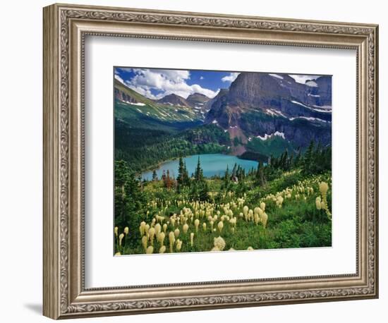 Beargrass above Grinnell Lake, Many Glacier Valley, Glacier National Park, Montana, USA-Chuck Haney-Framed Photographic Print