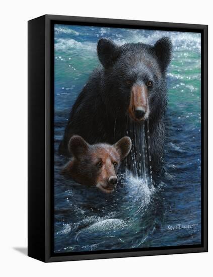 Bearly Swimming-Kevin Daniel-Framed Stretched Canvas