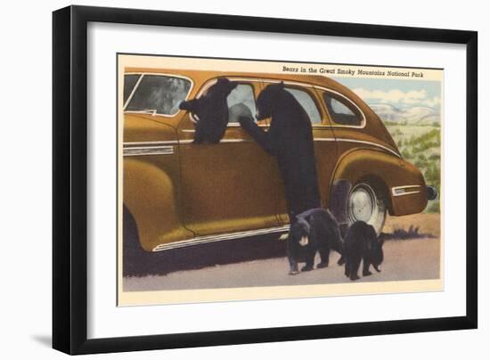 Bears at Car, Great Smoky Mountains-null-Framed Premium Giclee Print