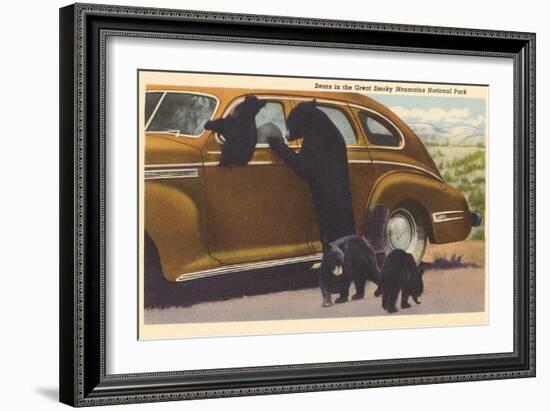 Bears at Car, Great Smoky Mountains-null-Framed Premium Giclee Print