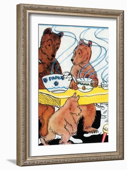 Bears Discover the Porridge-Julia Letheld Hahn-Framed Art Print