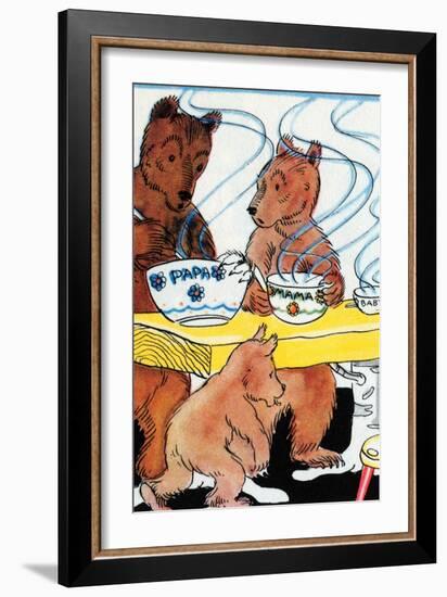 Bears Discover the Porridge-Julia Letheld Hahn-Framed Art Print